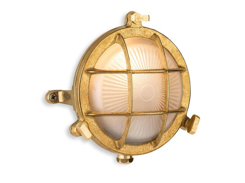 Firstlight Products Nautin Solid Brass with Barred Frosted Glass Diffuser IP64 Wall Light